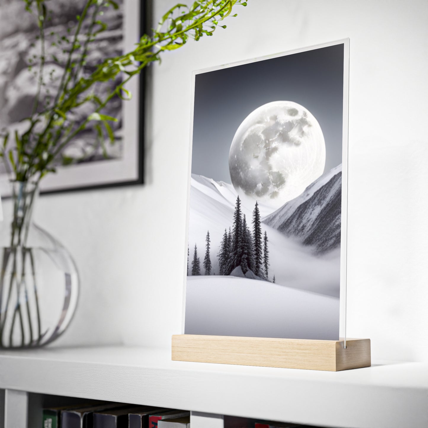 Acrylic Sign with Wooden Stand [Moon]