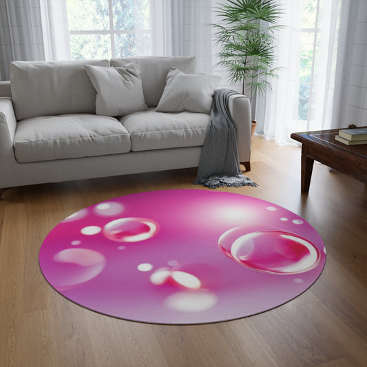 Round Rug [Pink Bubbles]