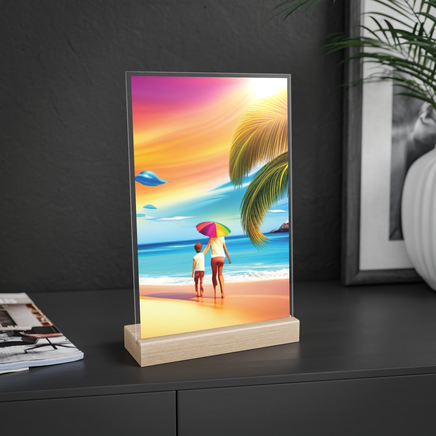 Acrylic Sign with Wooden Stand [Beach]