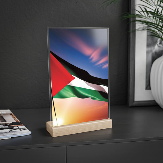 Acrylic Sign with Wooden Stand [Palestine Flag]