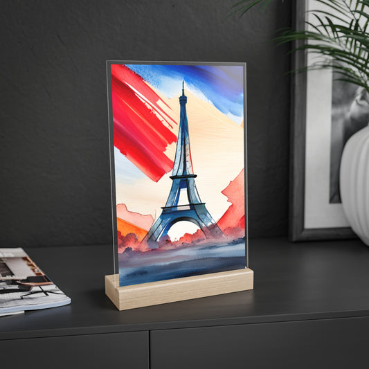 Acrylic Sign with Wooden Stand [France]