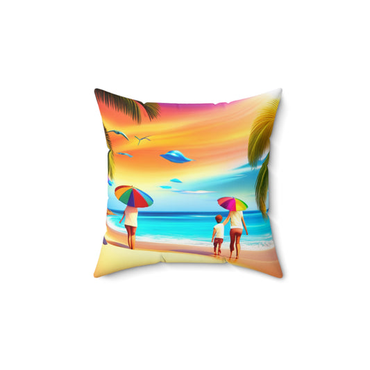 Spun Polyester Square Pillow [Beach]