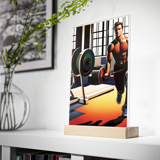 Acrylic Sign with Wooden Stand [Gym]