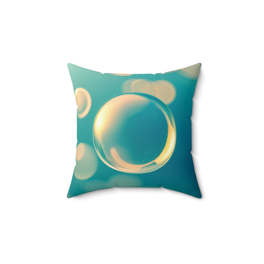 Spun Polyester Square Pillow [Blue Bubbles]