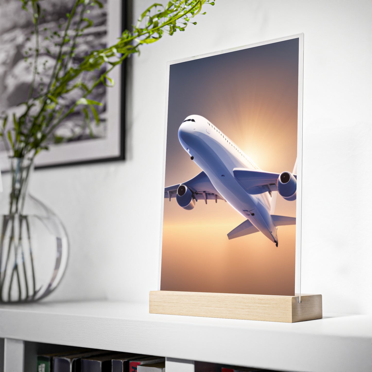 Acrylic Sign with Wooden Stand [Airplane]