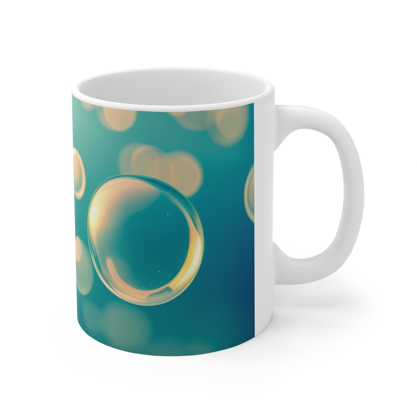 Ceramic Coffee Cup [Blue Bubbles]