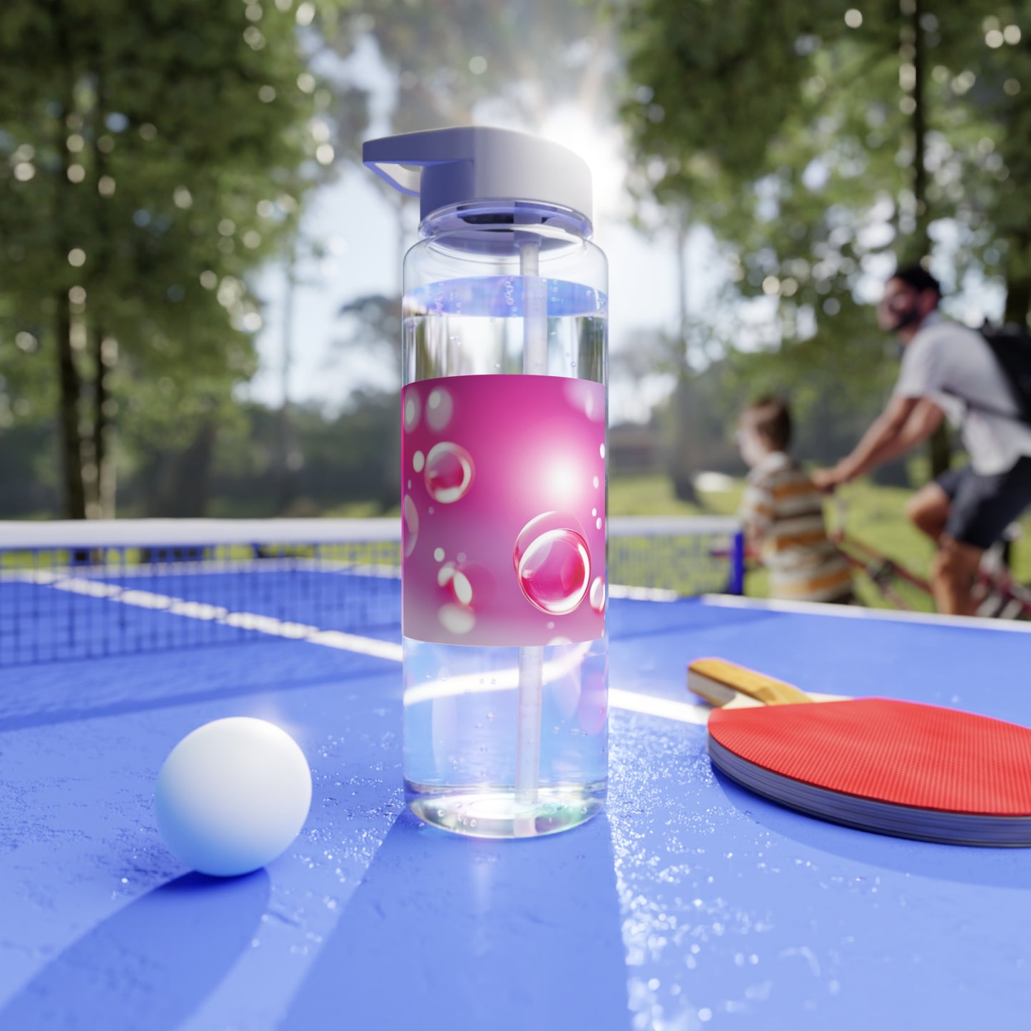 Tritan Water Bottle [Pink Bubbles]