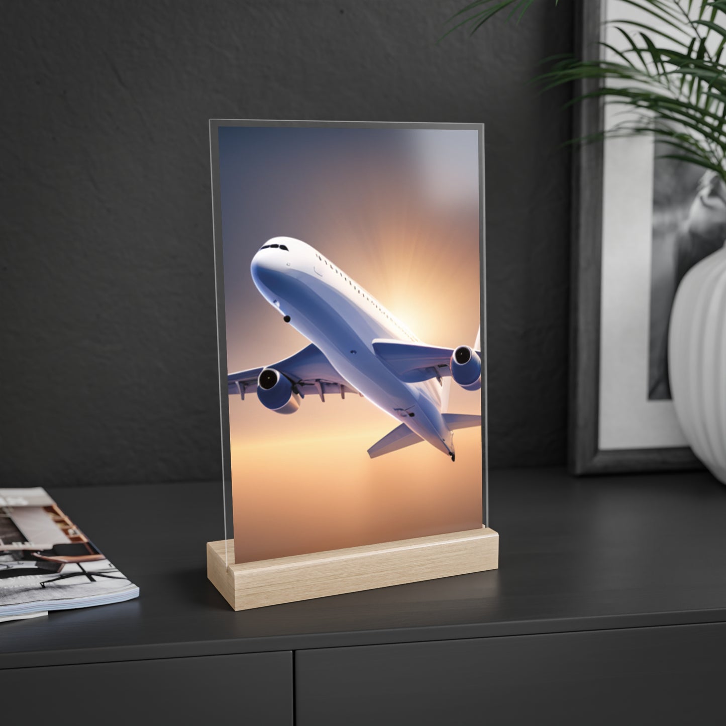 Acrylic Sign with Wooden Stand [Airplane]