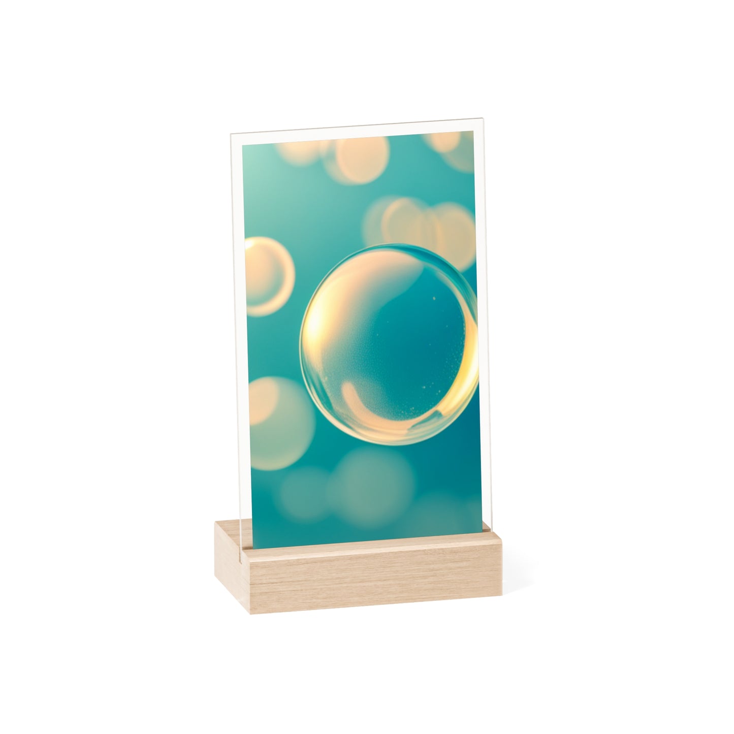 Acrylic Sign with Wooden Stand [Blue Bubbles]