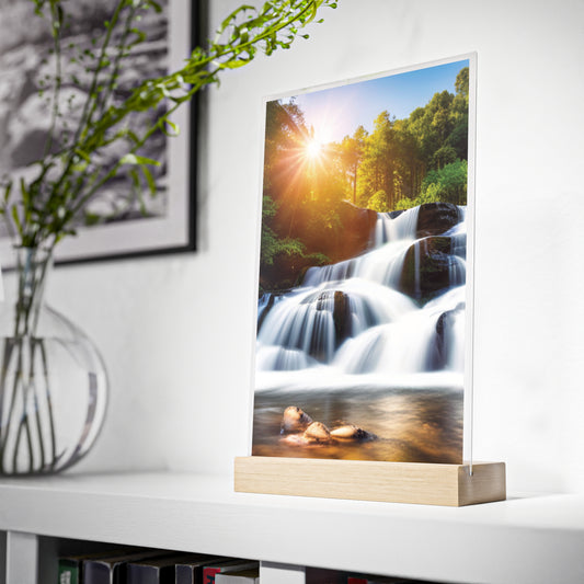 Acrylic Sign with Wooden Stand [Waterfall]