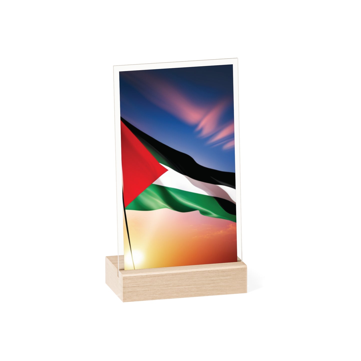 Acrylic Sign with Wooden Stand [Palestine Flag]