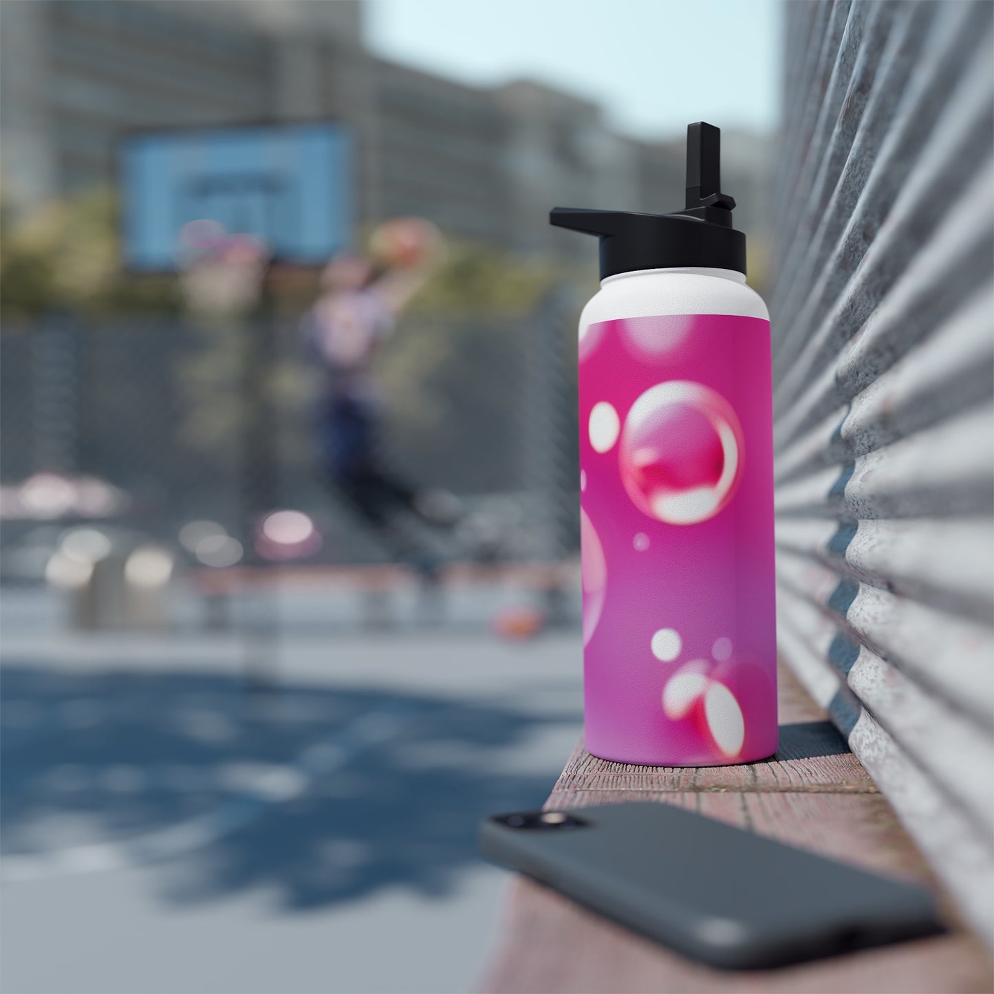 Stainless Steel Water Bottle, Standard Lid [Pink Bubbles]