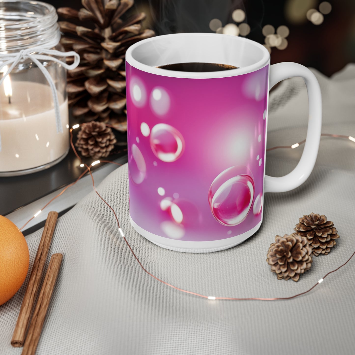 Ceramic Coffee Cup [Pink Bubbles]