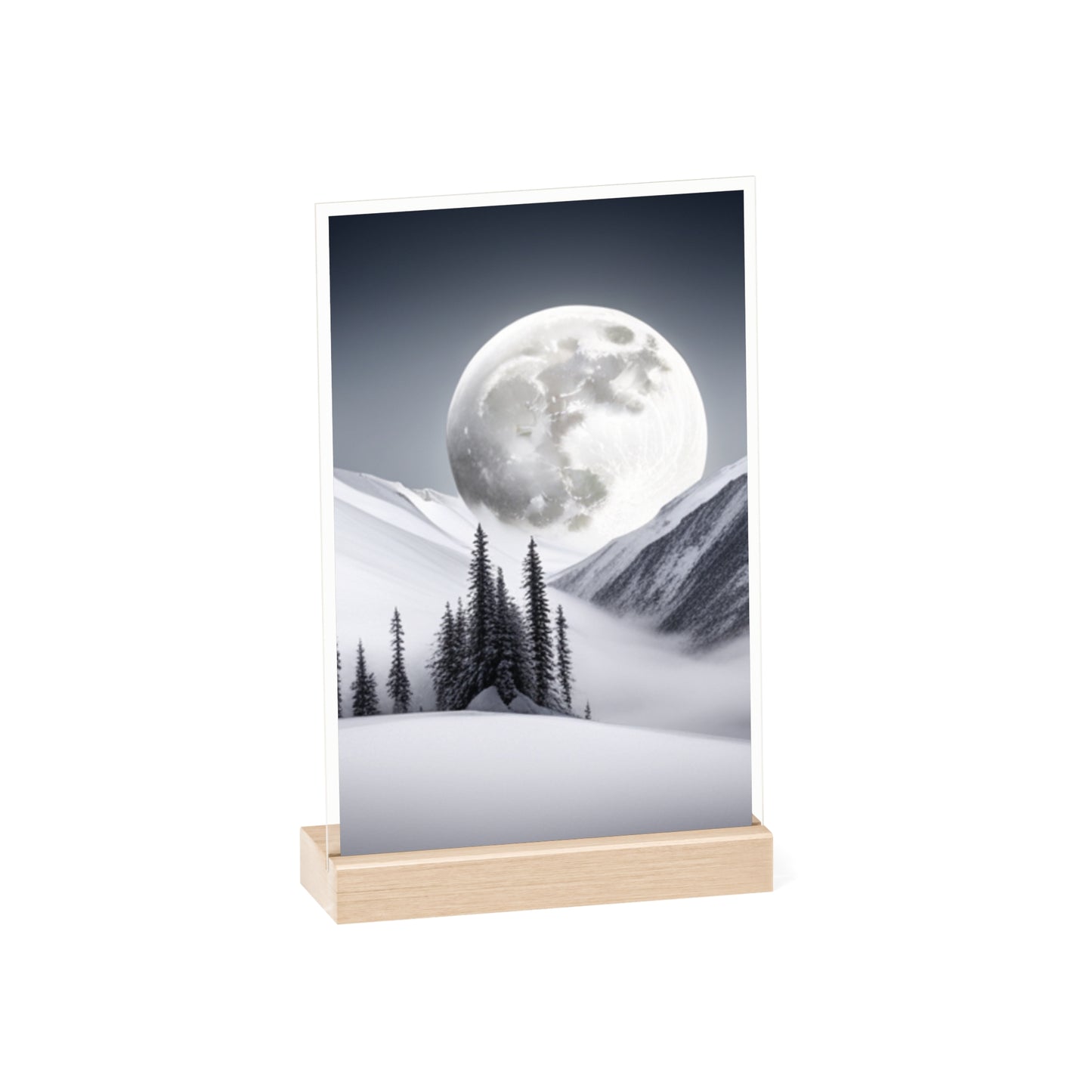 Acrylic Sign with Wooden Stand [Moon]