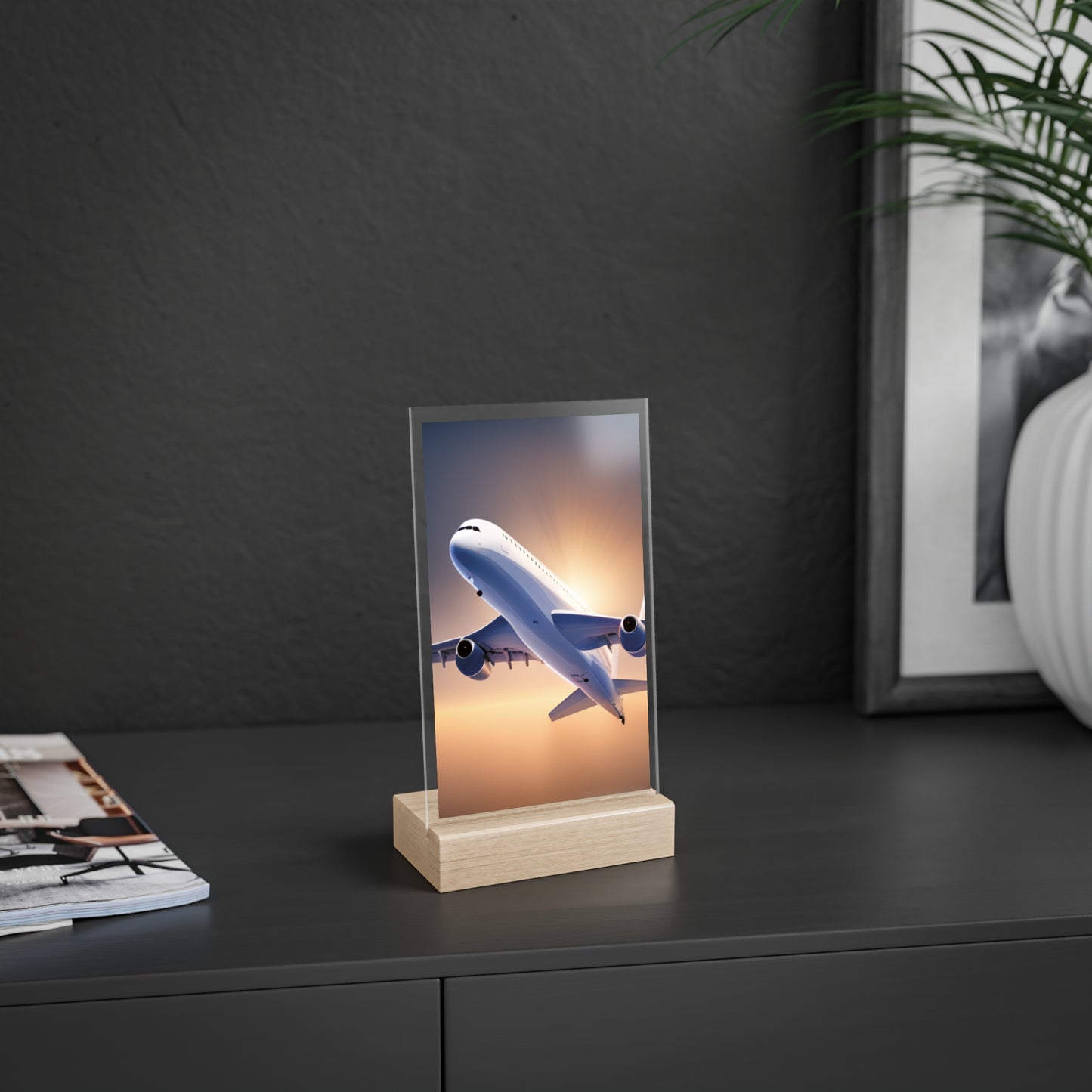 Acrylic Sign with Wooden Stand [Airplane]